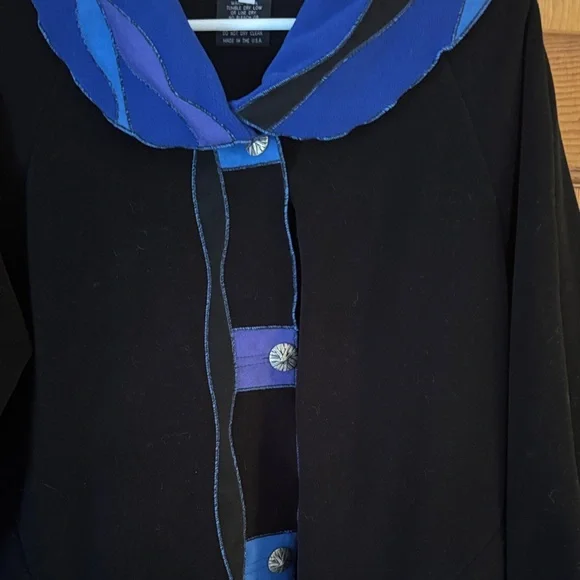 Black and Blue Dressy Fleece Coat - Picture 4 of 4